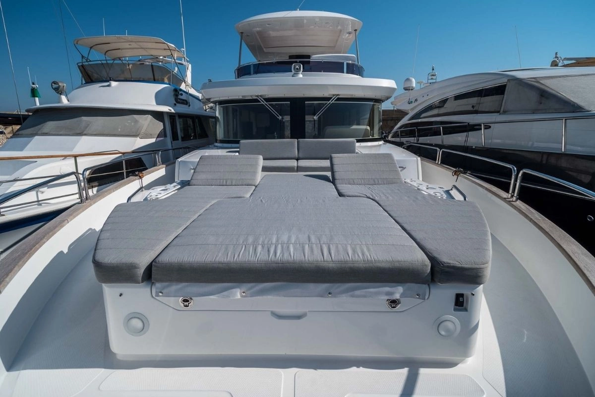 Bow of charter yacht Sirena 58.