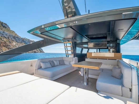 Deck of charter yacht Bluegame 74 in Mallorca.