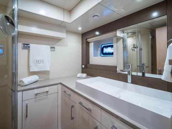 Bathroom of charter yacht Sirena 58.