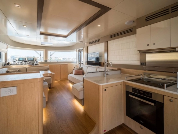 Salon of charter yacht Sirena 58.
