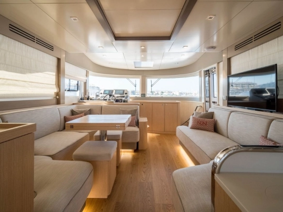 Salon of charter yacht Sirena 58.