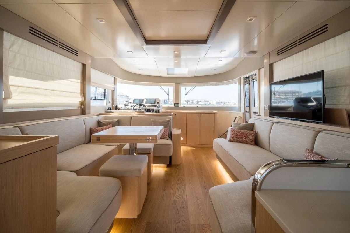 Salon of charter yacht Sirena 58.