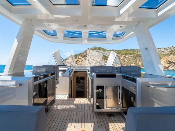 Deck of Fjord 52 Open in Port d?Andratx.