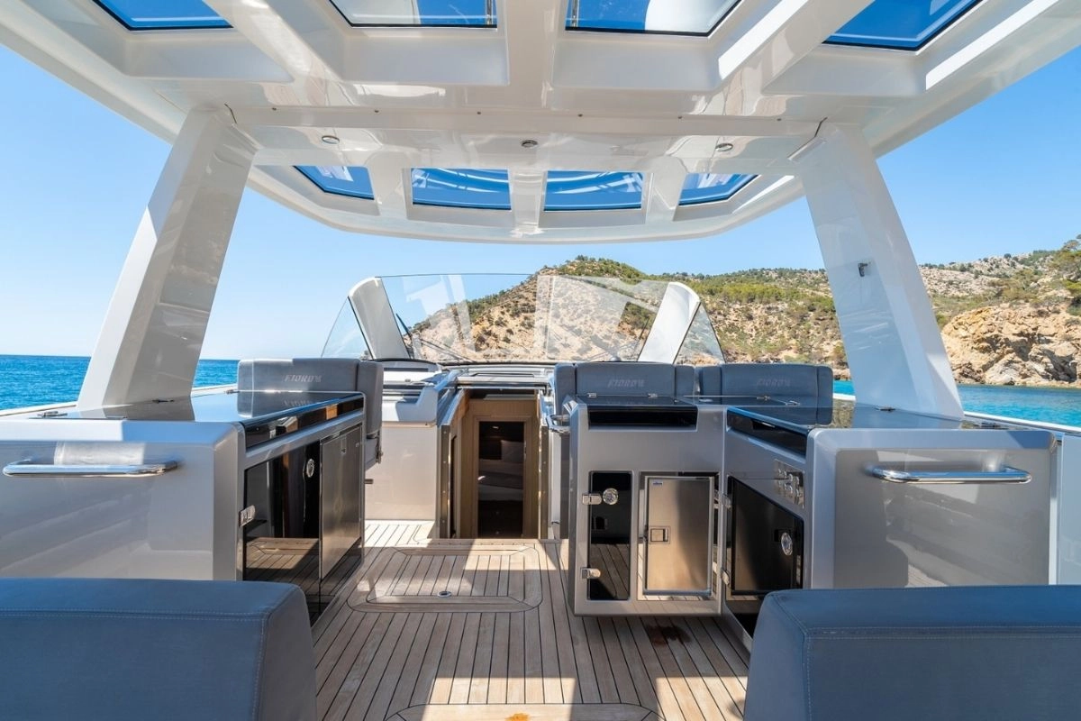 Deck of Fjord 52 Open in Port d?Andratx.