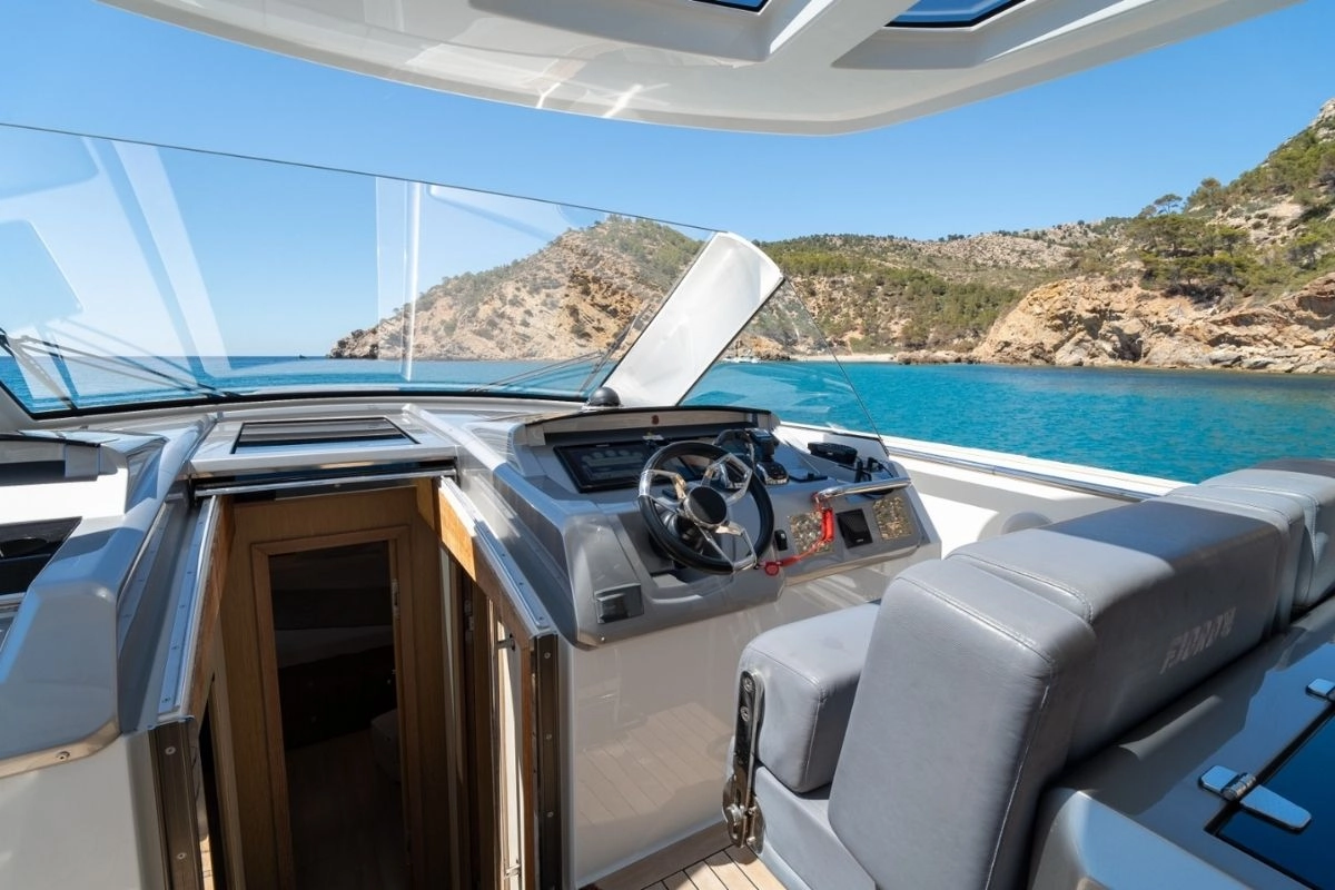 Helm of Fjord 52 Open in Port d?Andratx.