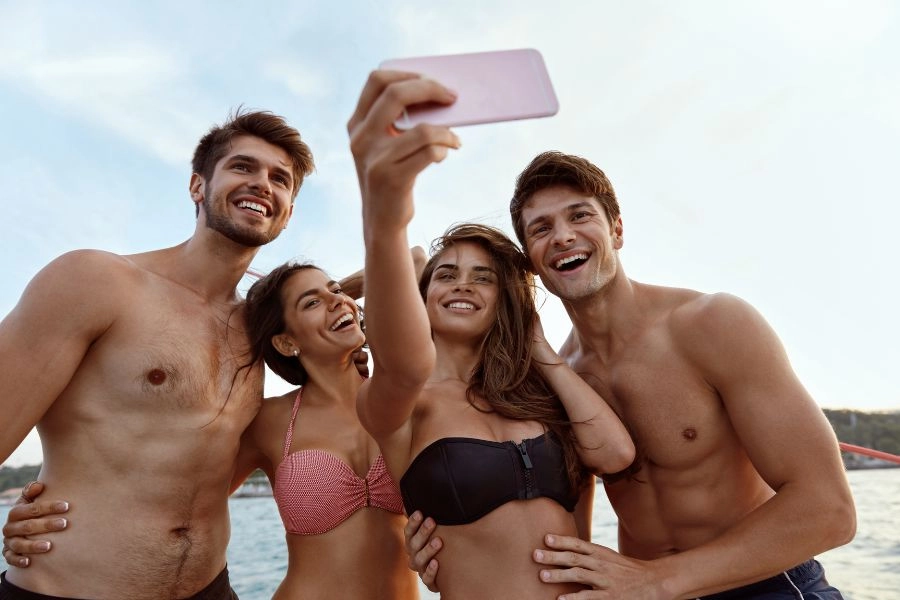 Friends on a charter yacht.