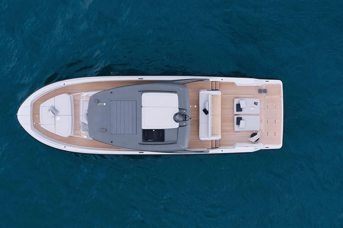Aerial view of charter yacht Bluegame 54 in Mallorca.