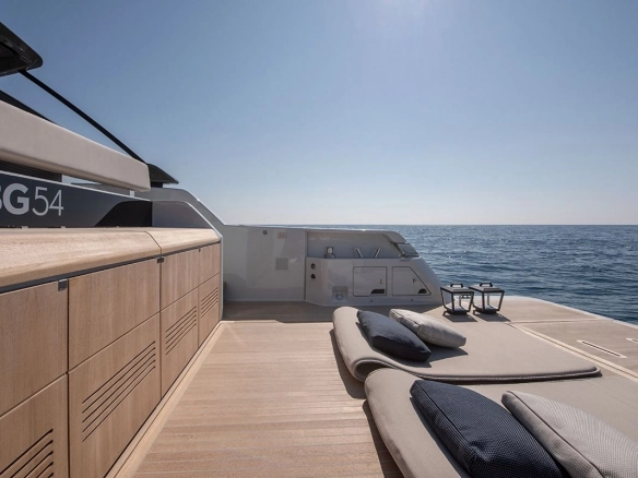 Exterior area of charter yacht Bluegame 54 in Mallorca.