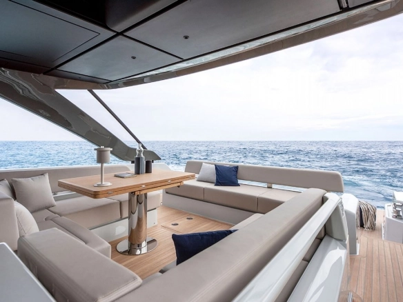 Exterior area of charter yacht Bluegame 54 in Mallorca.