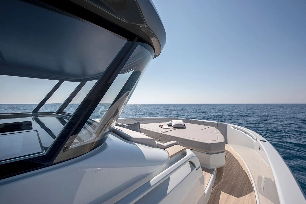 Exterior area of charter yacht Bluegame 54 in Mallorca.