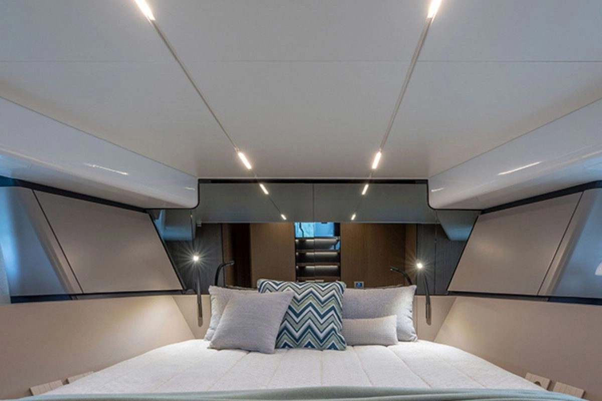 Guest cabin of charter yacht Bluegame 54 in Mallorca.