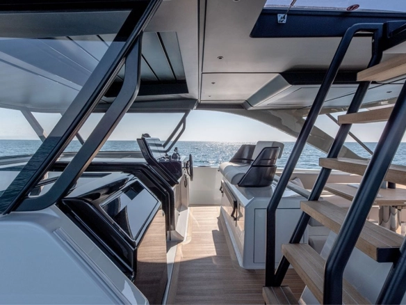 Exterior area of charter yacht Bluegame 54 in Mallorca.