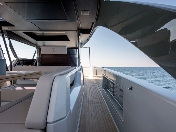 Exterior area of charter yacht Bluegame 54 in Mallorca.
