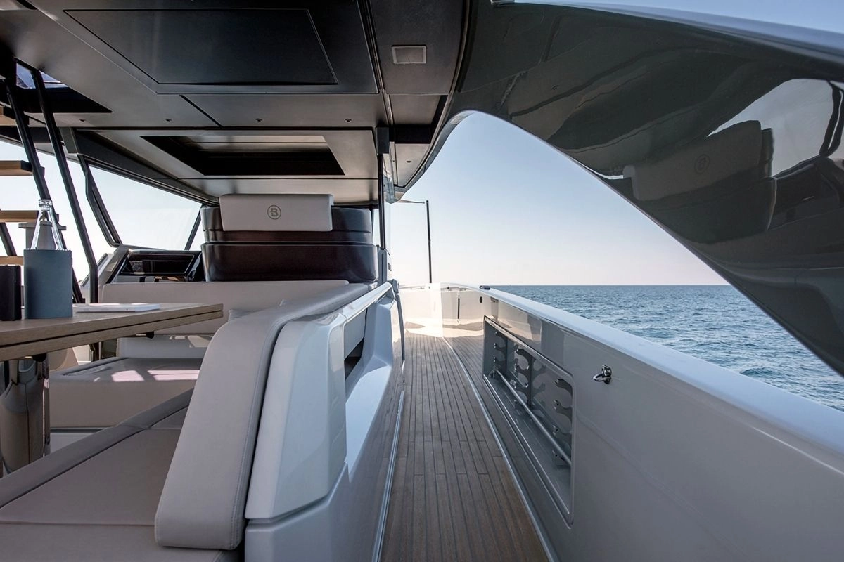 Exterior area of charter yacht Bluegame 54 in Mallorca.