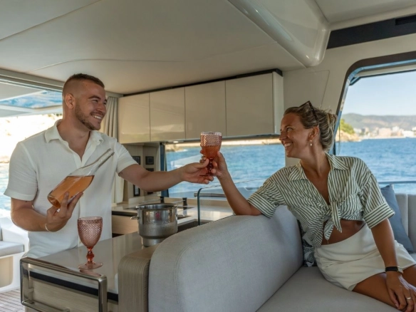 Couple on charter yacht Absolute 47 Fly Tres Amigos.