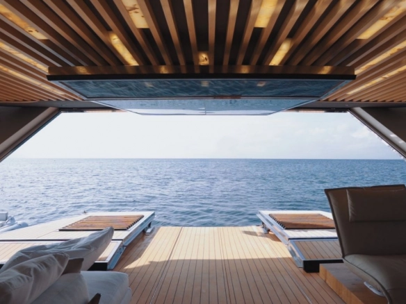 Beach club of trimaran Hanstaiger X1.