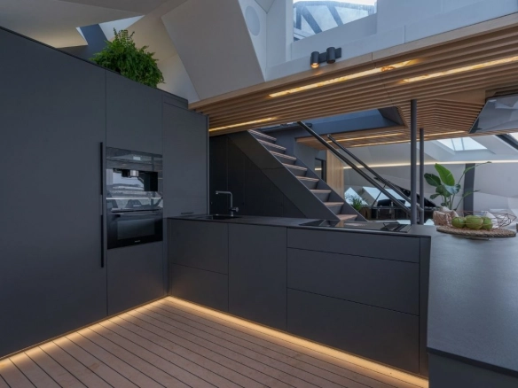 Kitchen of trimaran Hanstaiger X1.