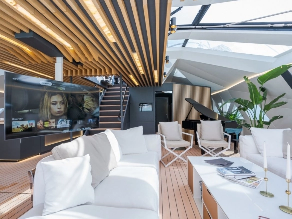 Lounge of trimaran Hanstaiger X1.