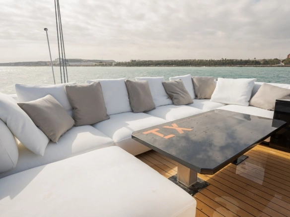 Exterior lounge of trimaran Hanstaiger X1.