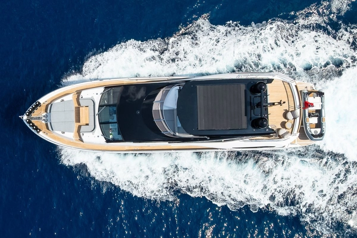 sunseeker-88-haley-jane-aerial-view Charter yacht Sunseeker 88 Haley Jane.