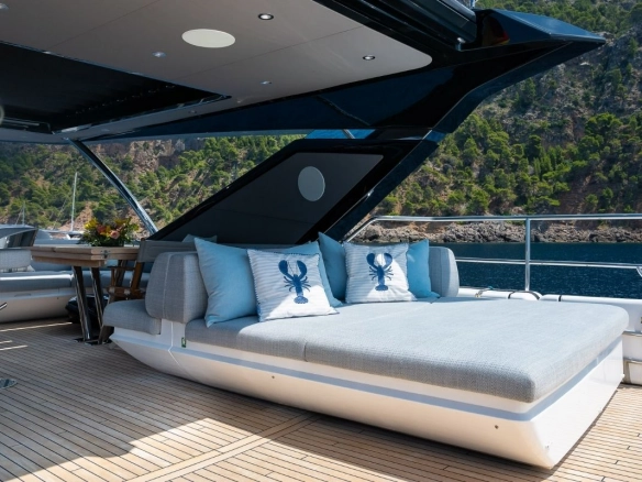 Flybridge of charter yacht Sunseeker 88 Haley Jane.