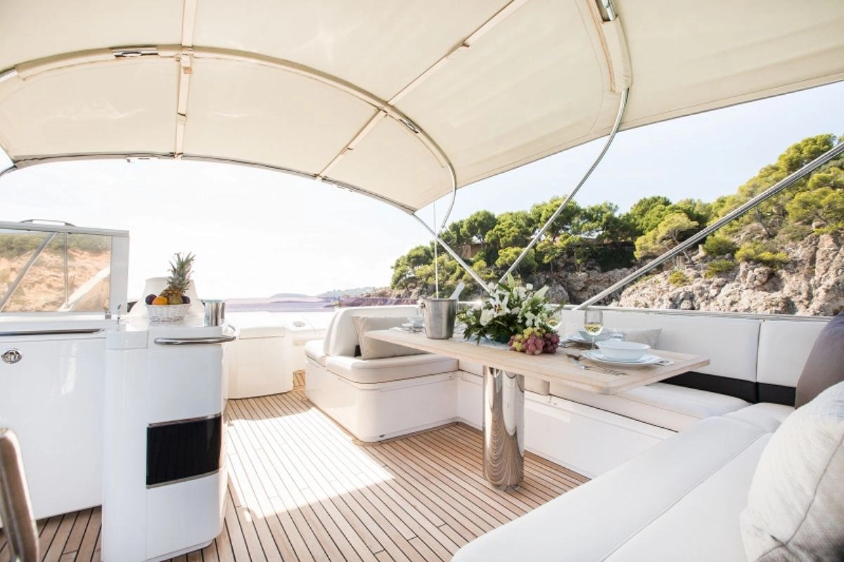 Flybridge of yacht Princess 64 K4.