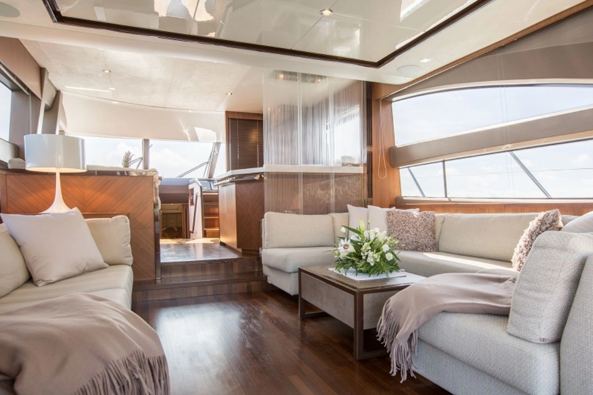 Interior of yacht Princess 64 K4.