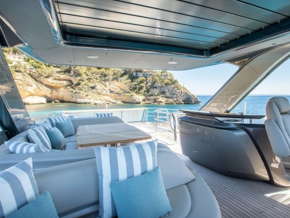Charter yacht Princess Y72 Prince of Peace flybridge