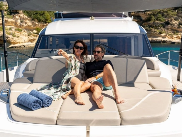 Couple on charter yacht Princess Y72 Prince of Peace